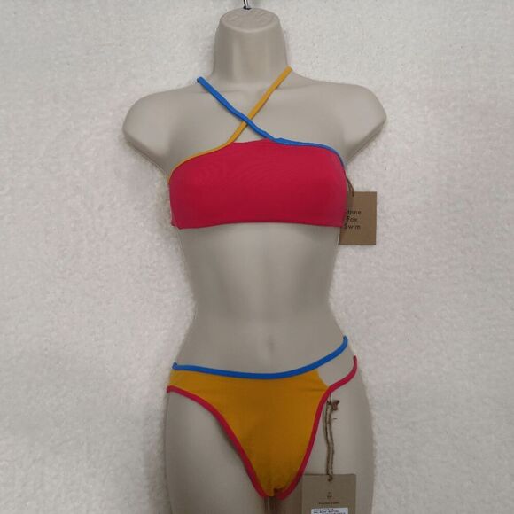 Stone Fox Swim Pink Ibiza Bikini Top/Orange The Echo Bikini Bottom X-Small
